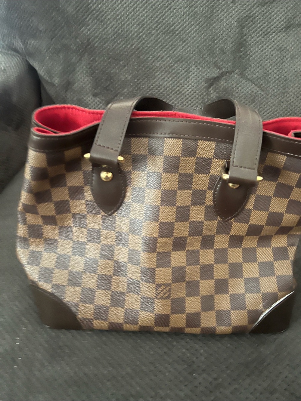 Louis Vuitton Brown Damier Canvas Tote with Red Interior - Picture 7 of 7